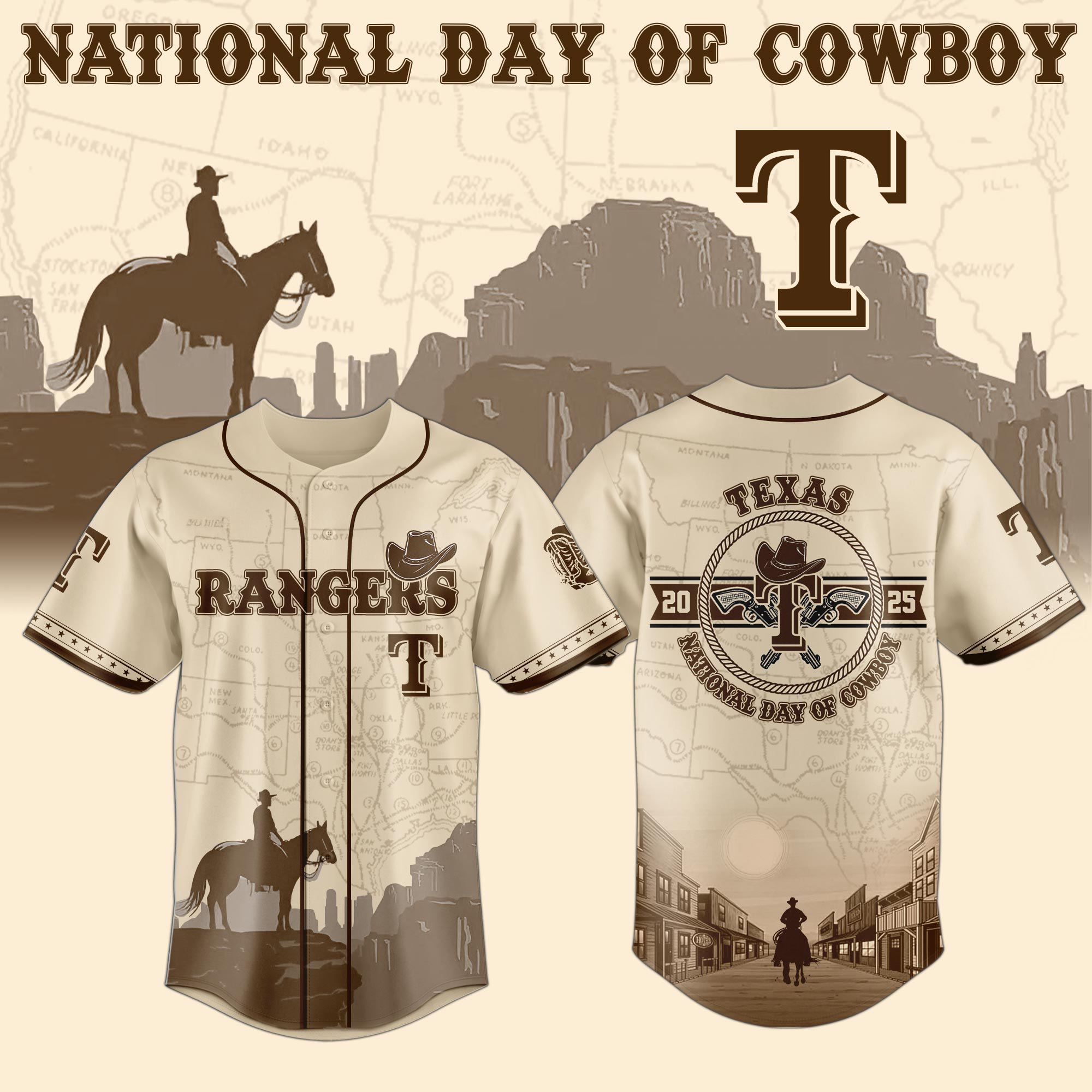 Texas Rangers x Nationals Day Of Cowboy Baseball Jersey Texas Rangers x Nationals Day Of Cowboy Baseball Jersey