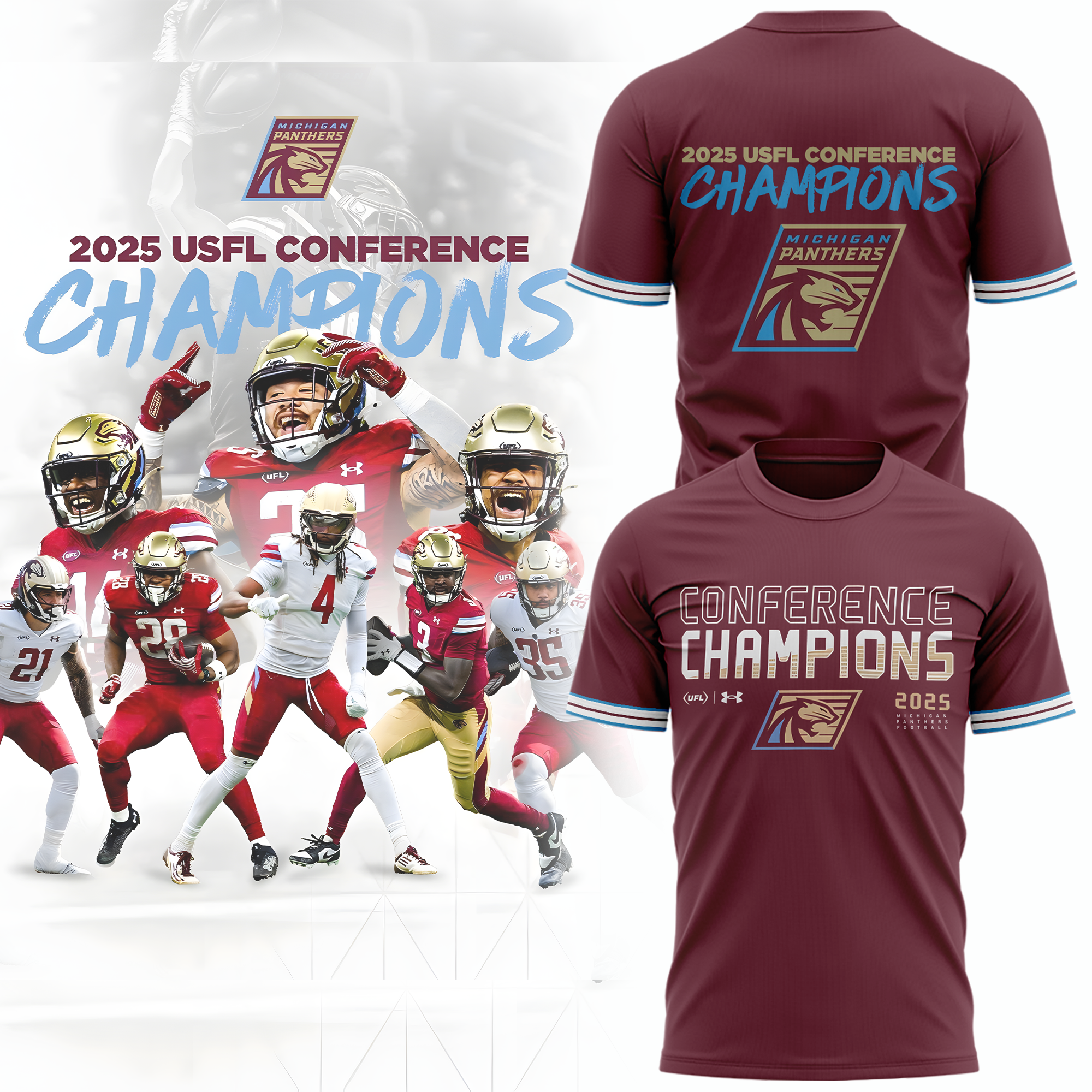 Michigan Panthers USFL Conference Champions 2025 Shirt Michigan Panthers USFL Conference Champions 2025 Shirt