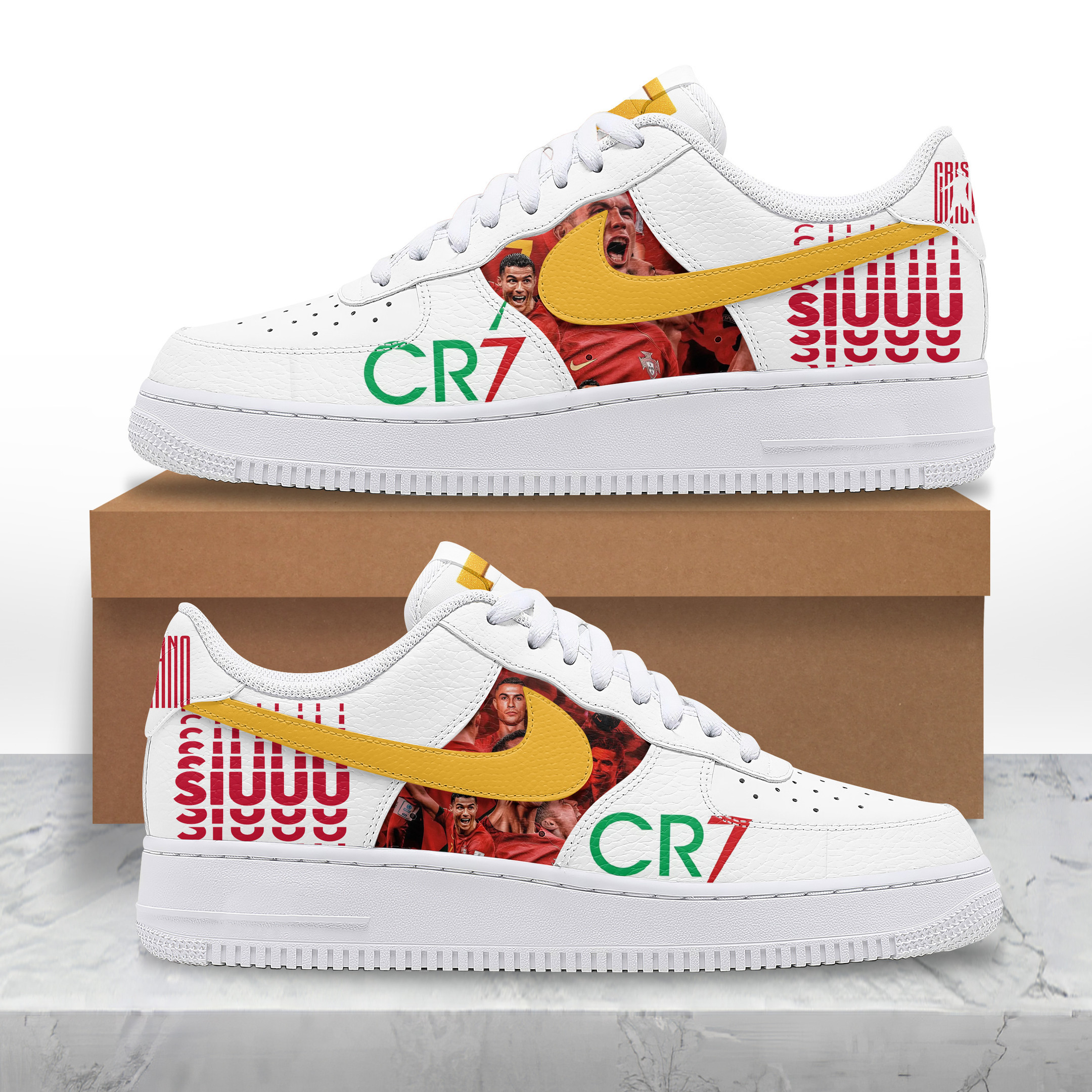 Cristiano Ronaldo in Portugal National Football Team "Siuuuuu!!!" Special Edition Air Force 1 Sneaker Cristiano Ronaldo in Portugal National Football Team "Siuuuuu!!!" Special Edition Air Force 1 Sneaker