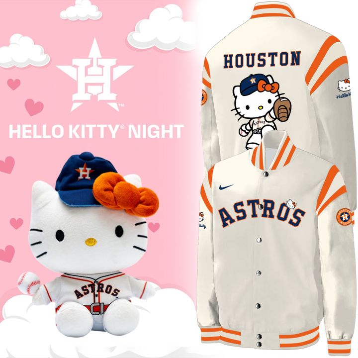 Houston Astros x Hello Kitty Night Special Bomber Jacket Houston Astros x Hello Kitty Night Special Bomber Jacket