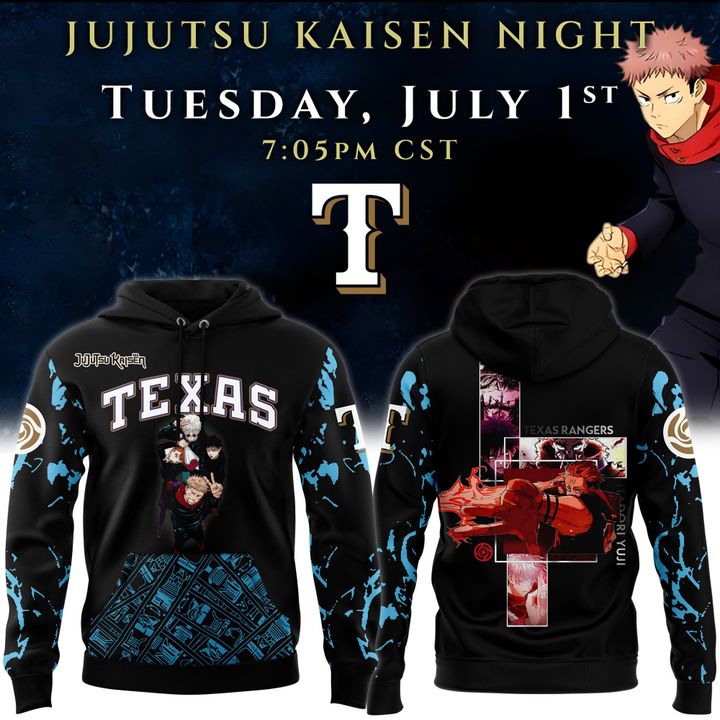 Texas Rangers x Jujutsu Kaisen Night 2025 Special Hoodie Texas Rangers x Jujutsu Kaisen Night 2025 Special Hoodie