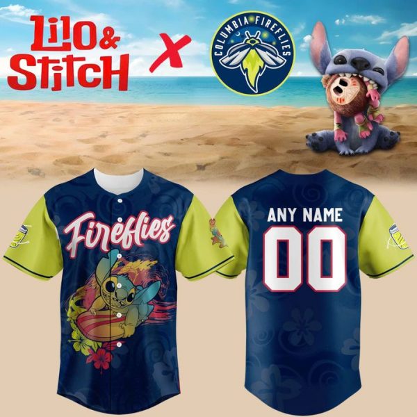 Columbia Fireflies x Lilo & Stitch 2025 Personalized Baseball Jersey