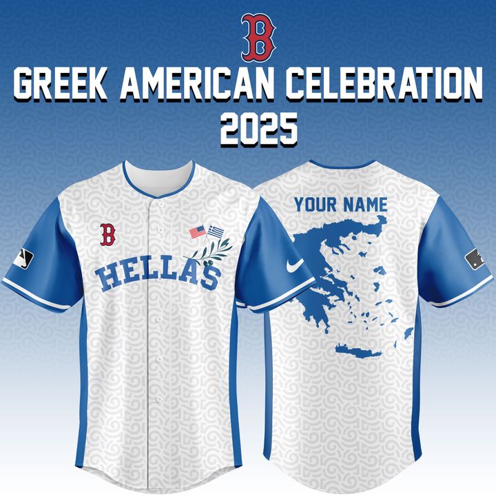 Boston Red Sox x Greek American Celebration 2025 Baseball Jersey Custom name Boston Red Sox x Greek American Celebration 2025 Baseball Jersey Custom name