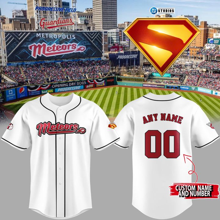 Cleveland Guardians Superman Night Metropolis Meteors Personalized Baseball Jersey Cleveland Guardians Superman Night Metropolis Meteors Personalized Baseball Jersey