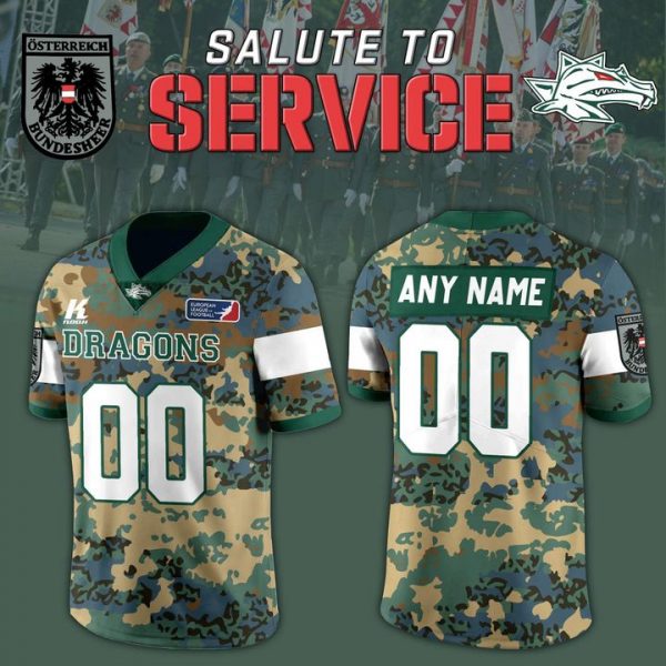 Danube Dragons Salute to Service 2025 Camo Football Jersey
