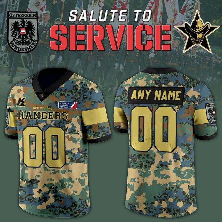 Mödling Rangers Salute to Service Personalized Football Jersey 2025 Mödling Rangers Salute to Service Personalized Football Jersey 2025