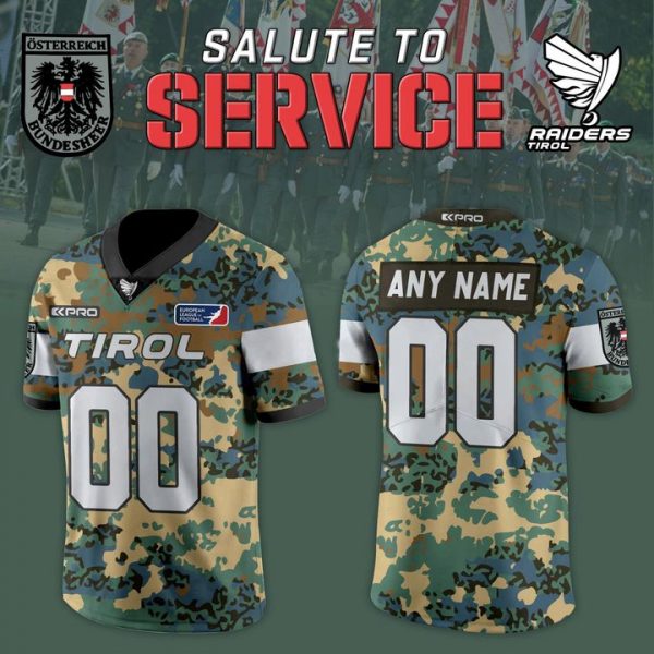 Tirol Raiders Salute to Service Personalized Football Jersey 2025