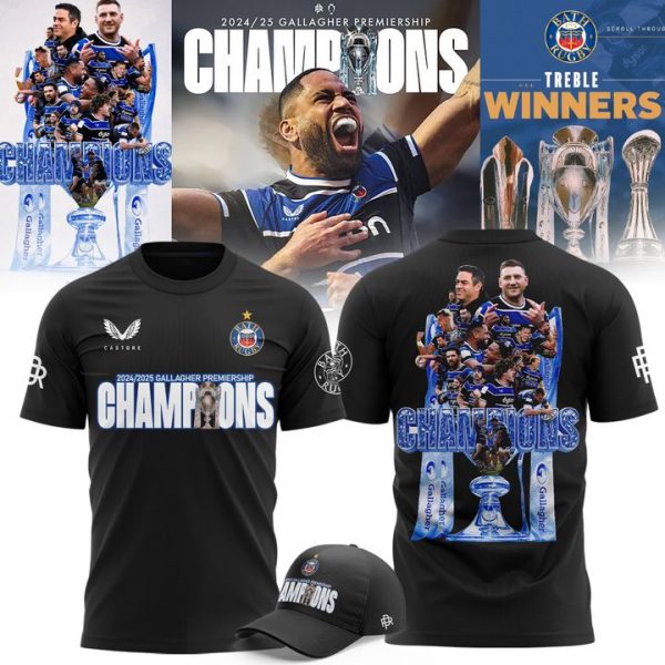 Bath Rugby Premiership Champions 2025 Special Black Tee