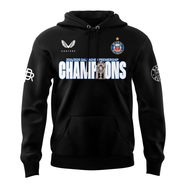 Bath Rugby Premiership Champions 2025 Treble Winner Hoodie Bath Rugby Premiership Champions 2025 Treble Winner Hoodie