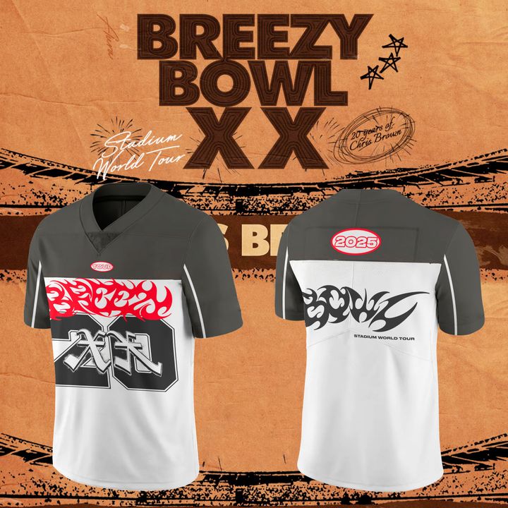 Chris Brown "Breezy Bowl XX" Stadium World Tour Limited Edition Football Jersey Chris Brown "Breezy Bowl XX" Stadium World Tour Limited Edition Football Jersey
