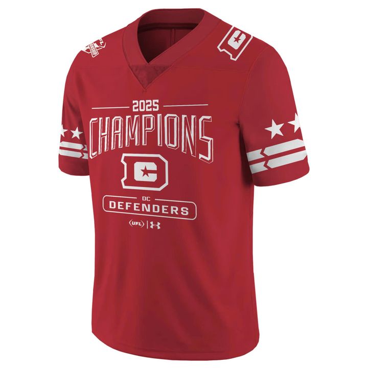 DC Defenders 2025 United Football League Champions Special Red Custom Jersey DC Defenders 2025 United Football League Champions Special Red Custom Jersey