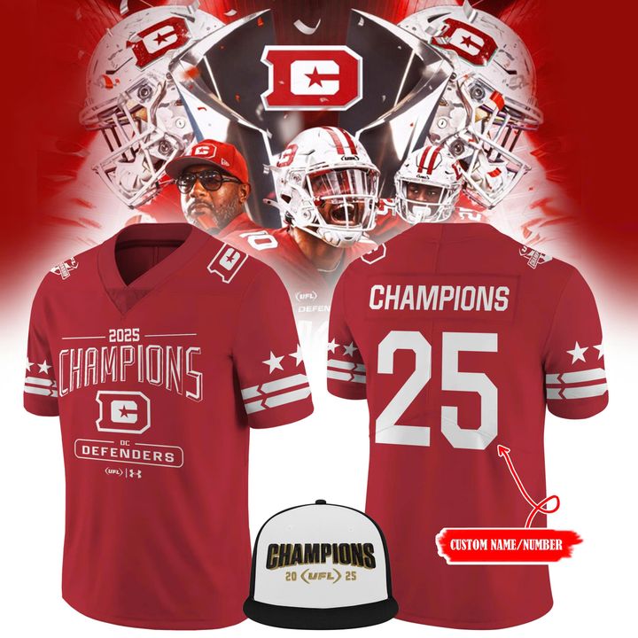 DC Defenders 2025 United Football League Champions Special Red Custom Jersey DC Defenders 2025 United Football League Champions Special Red Custom Jersey