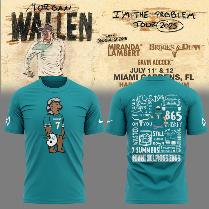 Miami Dolphins x Morgan Wallen World Tour 2025 Special Shirt Miami Dolphins x Morgan Wallen World Tour 2025 Special Shirt