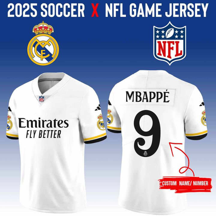 Real Madrid CF x NFL Club World Cup Game Road Custom Football Jersey Real Madrid CF x NFL Club World Cup Game Road Custom Football Jersey