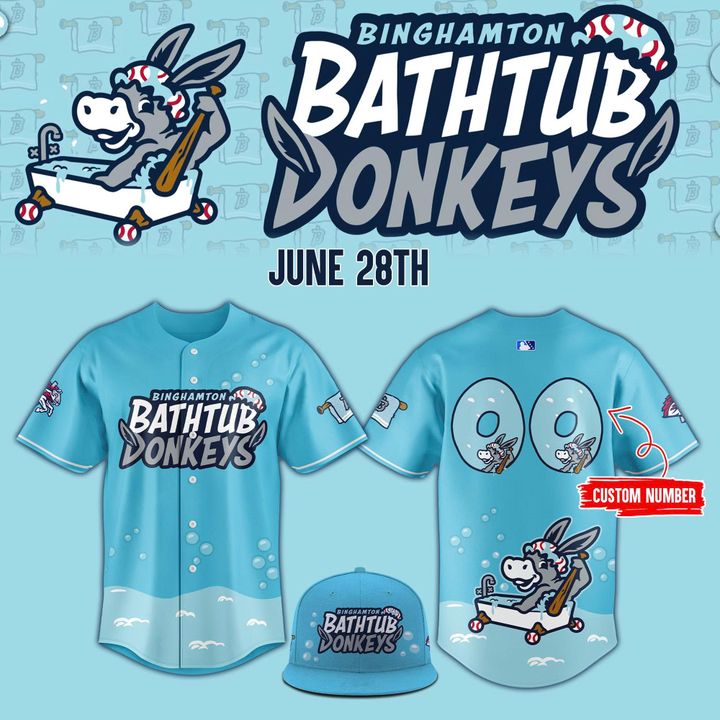 Binghamton Rumble Ponies Bathtub Donkeys Personalized Baseball Jersey Binghamton Rumble Ponies Bathtub Donkeys Personalized Baseball Jersey