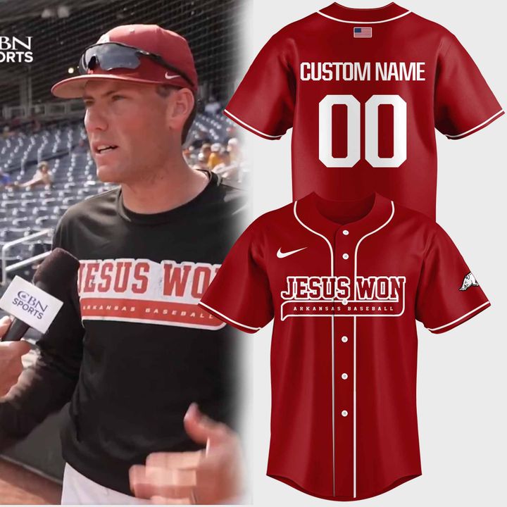 Arkansas Razorbacks x Jesus Won 2025 Premium Baseball Jersey Arkansas Razorbacks x Jesus Won 2025 Premium Baseball Jersey