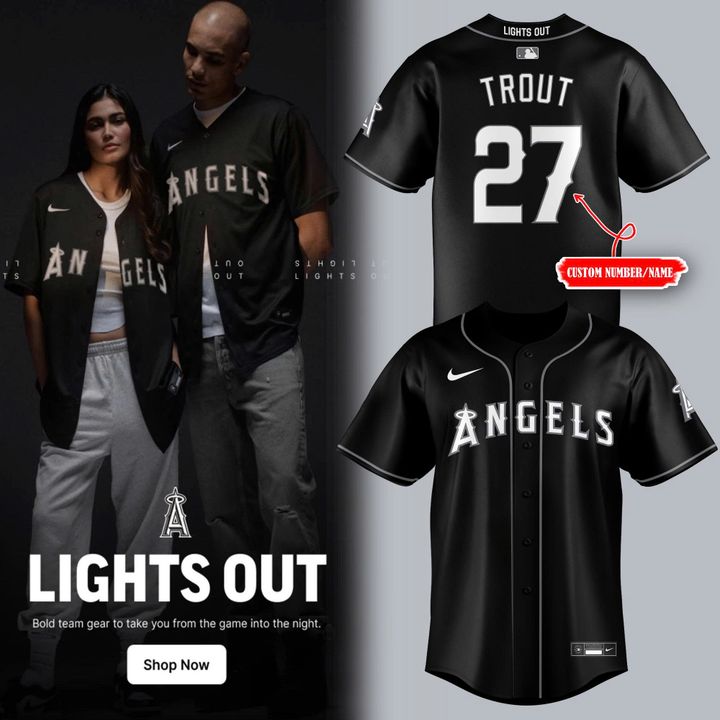 Los Angeles Angels Black Lights Out 2025 Baseball Jersey Los Angeles Angels Black Lights Out 2025 Baseball Jersey