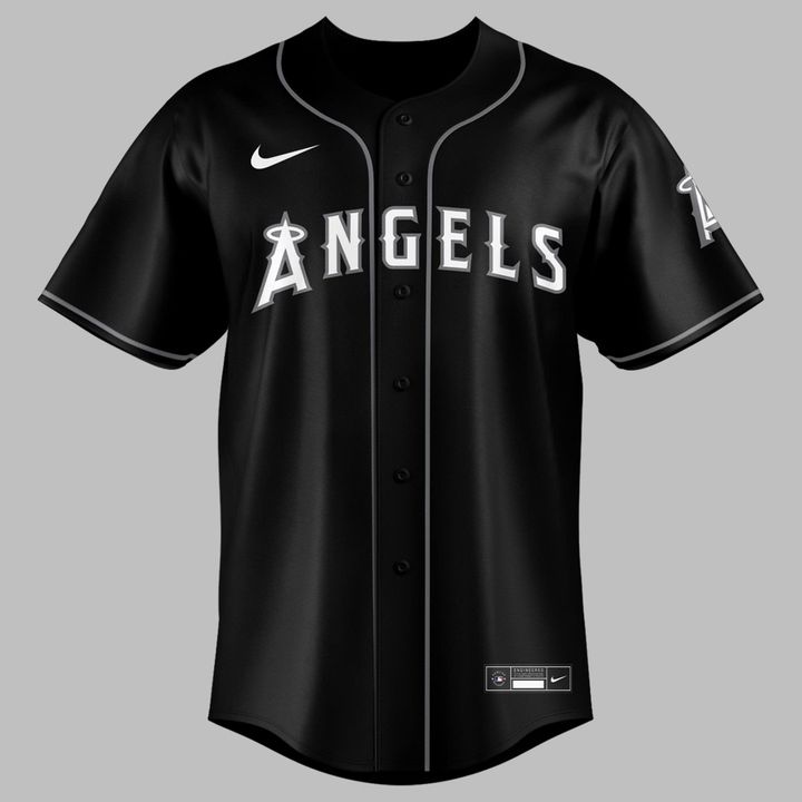 Los Angeles Angels Black Lights Out 2025 Baseball Jersey Los Angeles Angels Black Lights Out 2025 Baseball Jersey