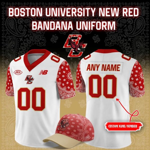 Boston College Eagles 2025 Nre Red Bandana Uniform Football Jersey