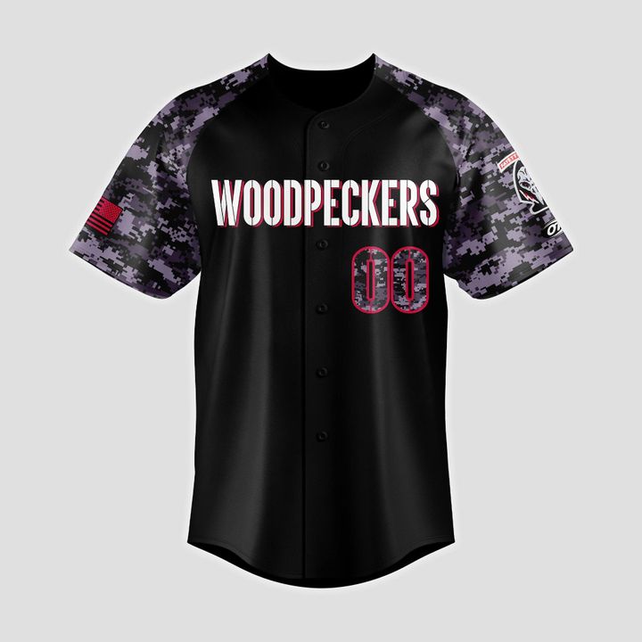Fayetteville Woodpeckers Black Ops is Black Baseball Jersey 2025 Fayetteville Woodpeckers Black Ops is Black Baseball Jersey 2025