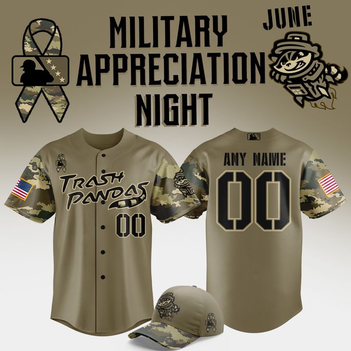 Rocket City Trash Pandas Military Appreciation Night 2025 Baseball Jersey Rocket City Trash Pandas Military Appreciation Night 2025 Baseball Jersey