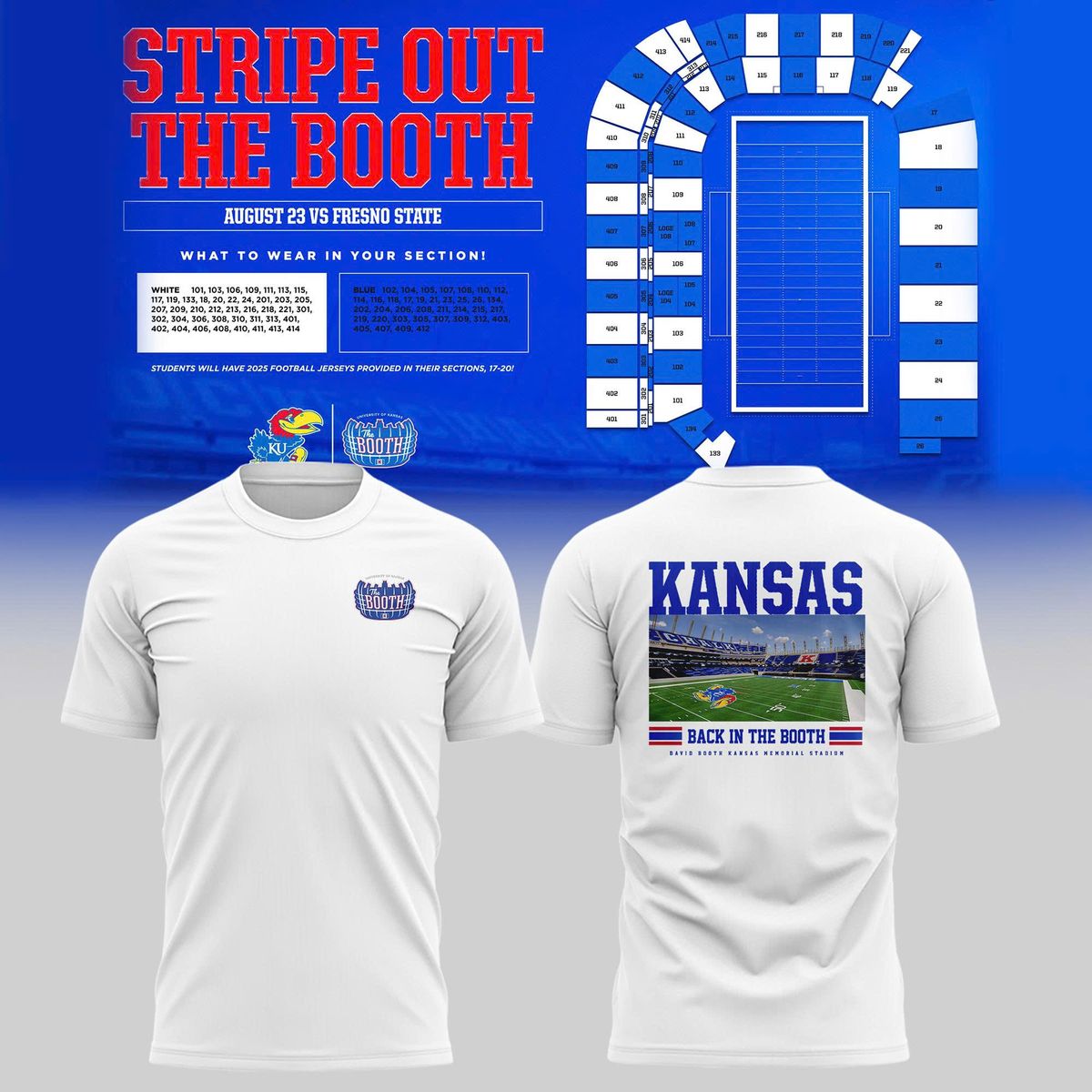 Kansas Jayhawks Stripe Out The Booth White Shirt Kansas Jayhawks Stripe Out The Booth White Shirt