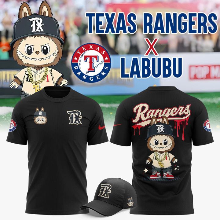 Texas Rangers x Labubu Special Black Tee Texas Rangers x Labubu Special Black Tee