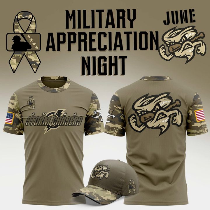 Limited Edition Omaha Storm Chasers Military Appreciation Night 2025 T-shirt Limited Edition Omaha Storm Chasers Military Appreciation Night 2025 T-shirt