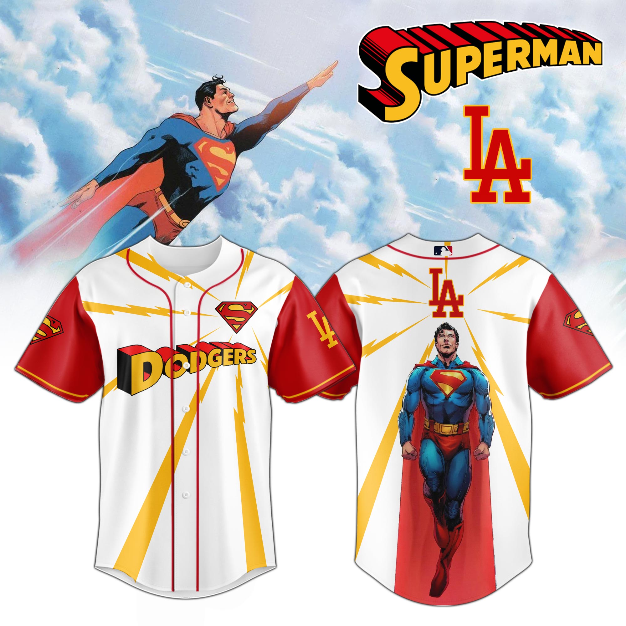 Los Angeles Dodgers x Superman Man of Steel Special Baseball Jersey Los Angeles Dodgers x Superman Man of Steel Special Baseball Jersey