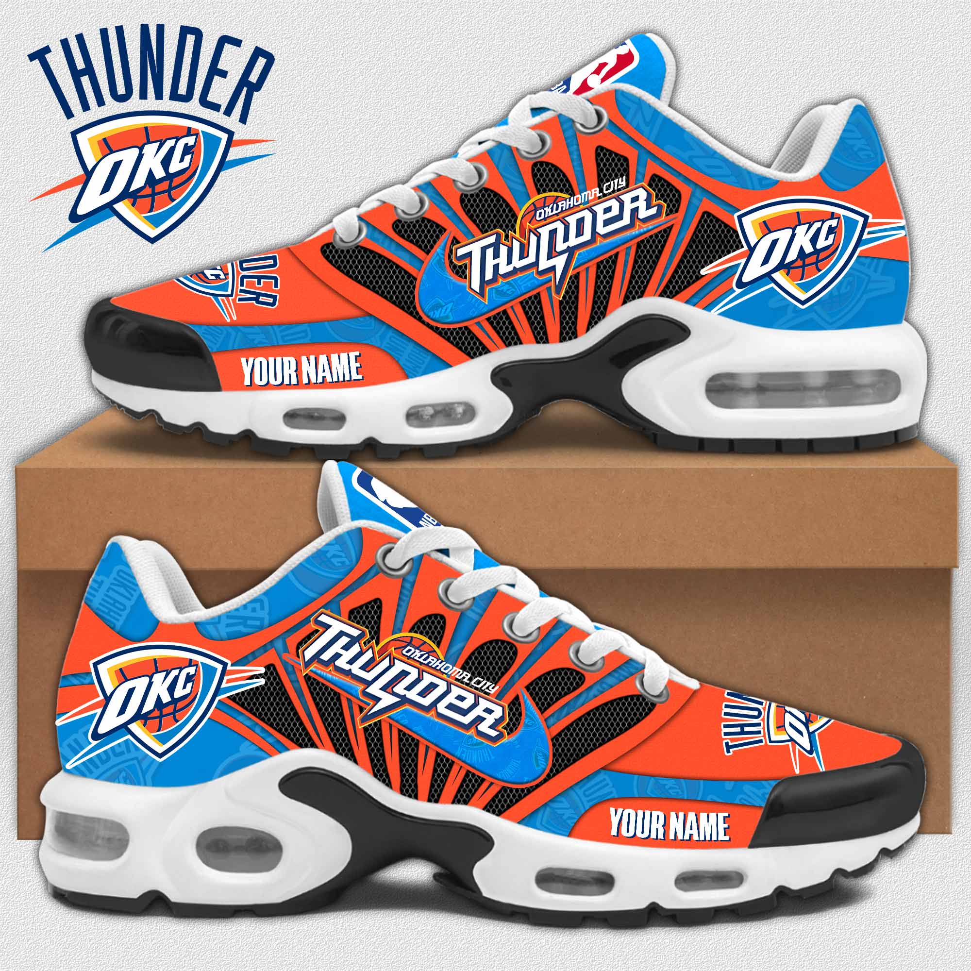 Oklahoma City Thunder 2025 NBA Champions Air Max Plus Sneakers Oklahoma City Thunder 2025 NBA Champions Air Max Plus Sneakers