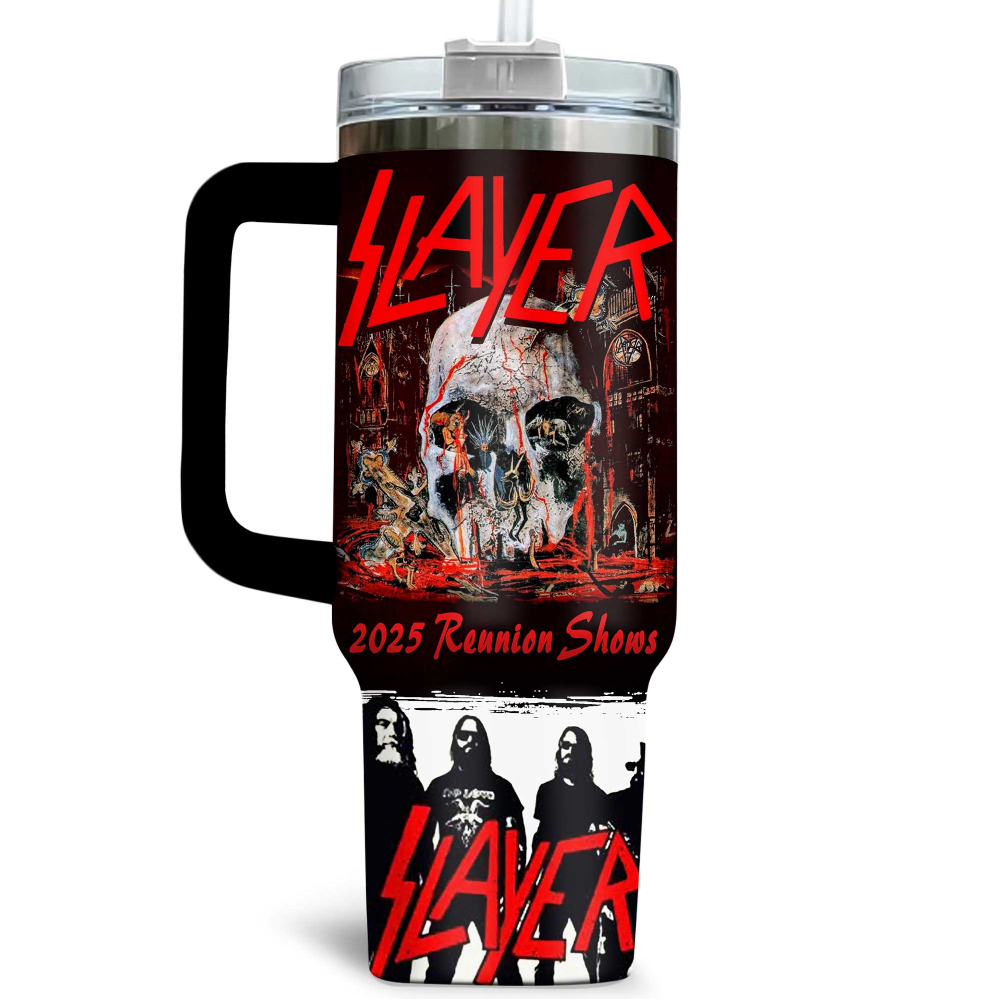 Slayer Band 2025 Reunion Shows Tumbler 40oz with Handle Slayer Band 2025 Reunion Shows Tumbler 40oz with Handle