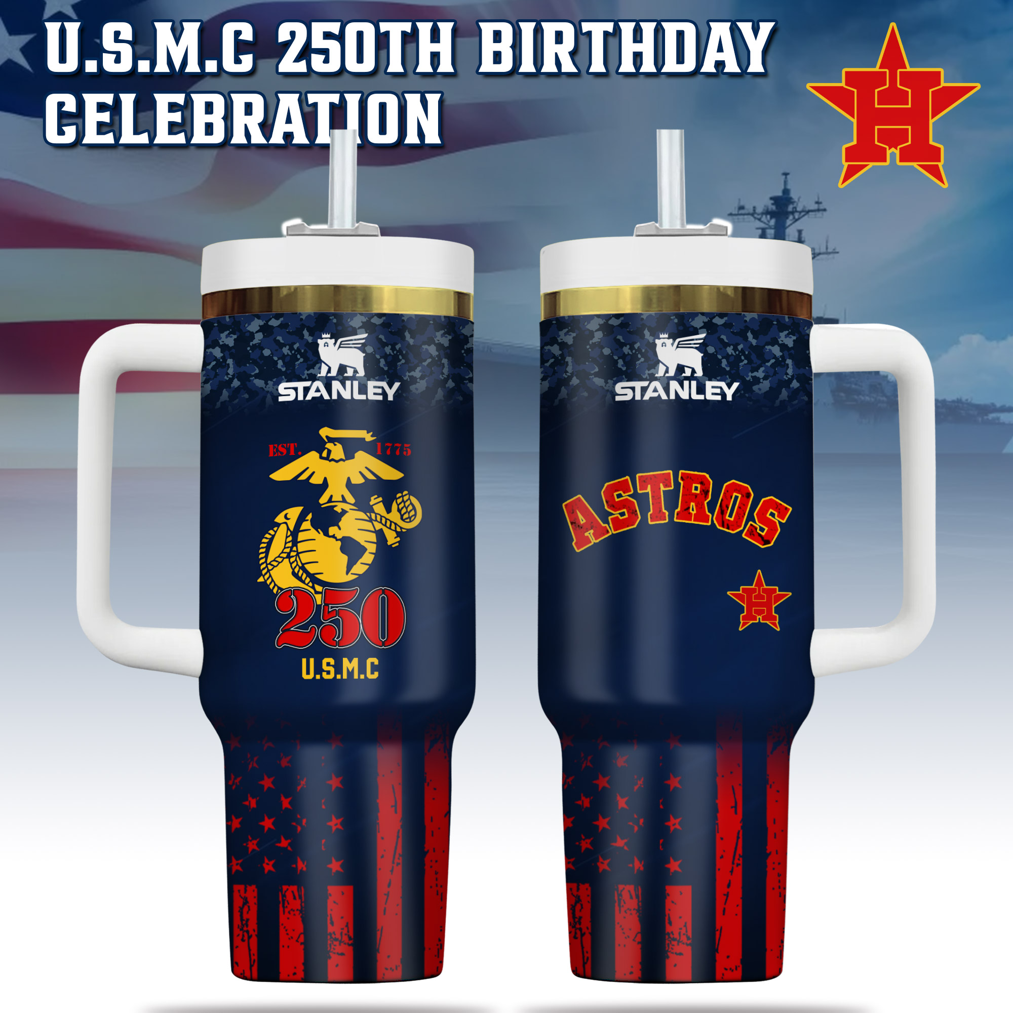 MLB All Teams x US USMC 250th Birthday Limited Edition Tumbler 40oz with Handle MLB All Teams x US USMC 250th Birthday Limited Edition Tumbler 40oz with Handle