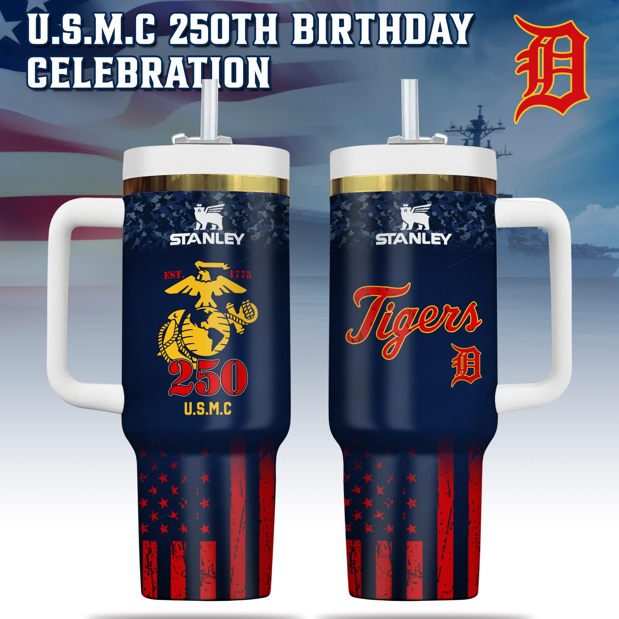 MLB All Teams x US USMC 250th Birthday Limited Edition Tumbler 40oz with Handle MLB All Teams x US USMC 250th Birthday Limited Edition Tumbler 40oz with Handle
