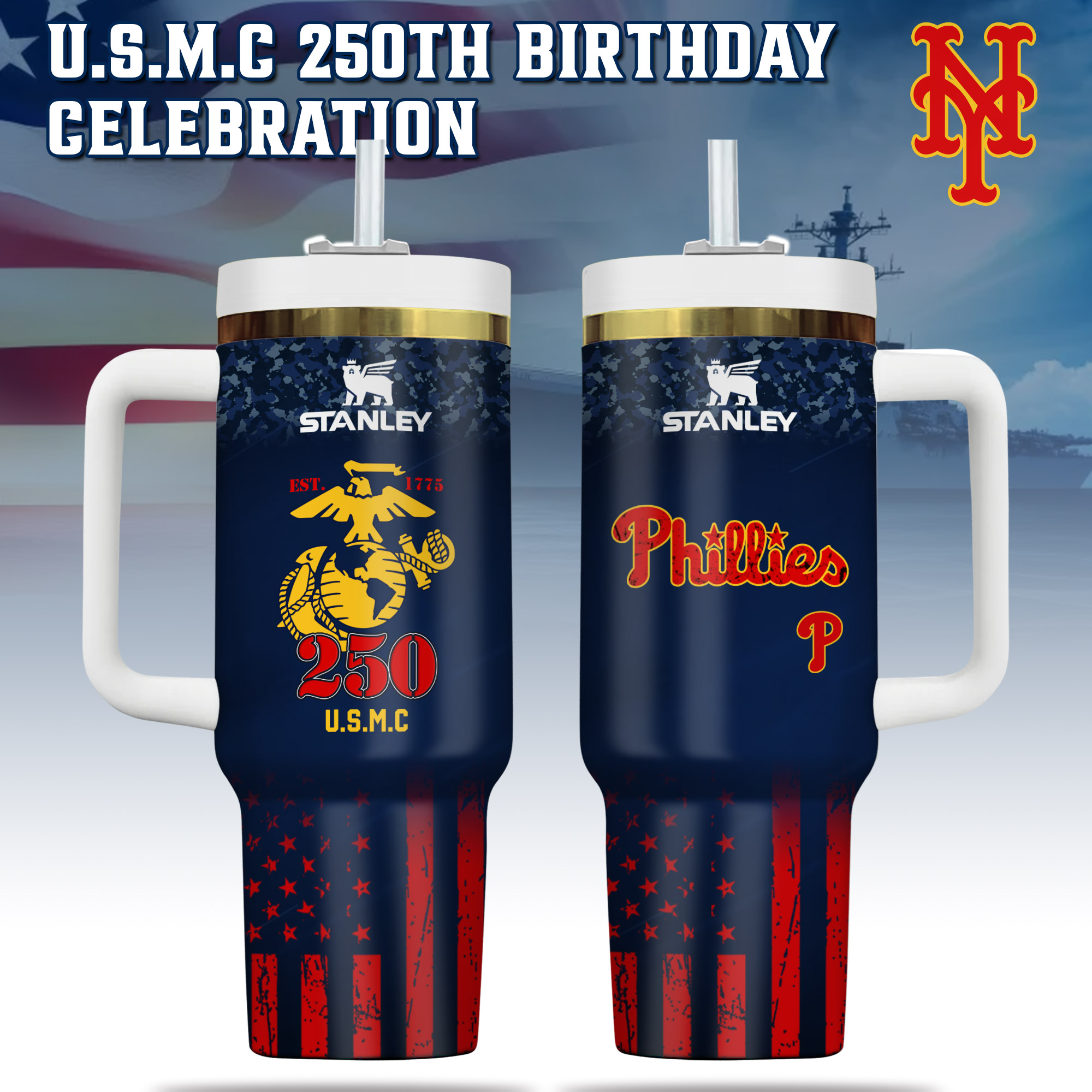 MLB All Teams x US USMC 250th Birthday Limited Edition Tumbler 40oz with Handle MLB All Teams x US USMC 250th Birthday Limited Edition Tumbler 40oz with Handle