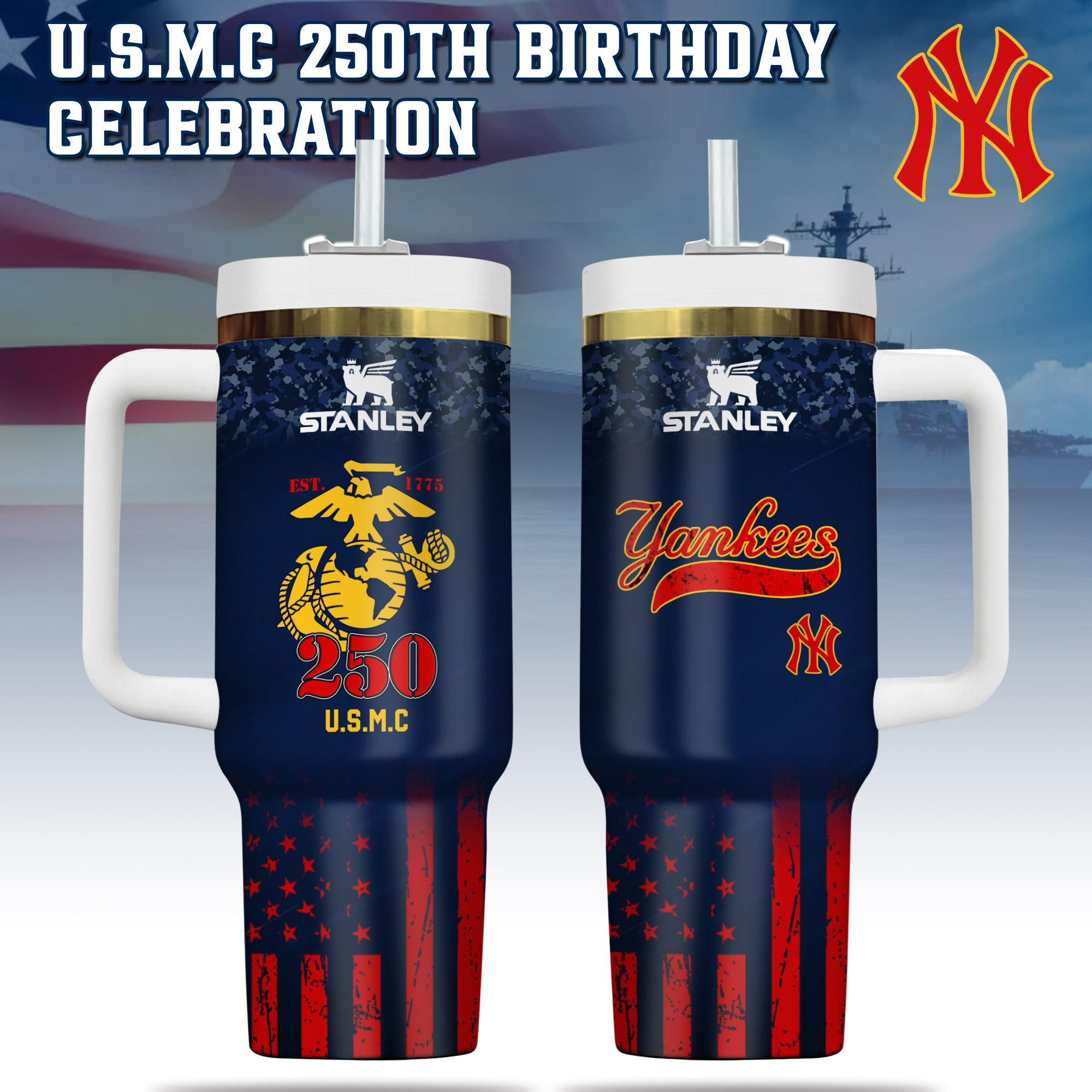 MLB All Teams x US USMC 250th Birthday Limited Edition Tumbler 40oz with Handle MLB All Teams x US USMC 250th Birthday Limited Edition Tumbler 40oz with Handle