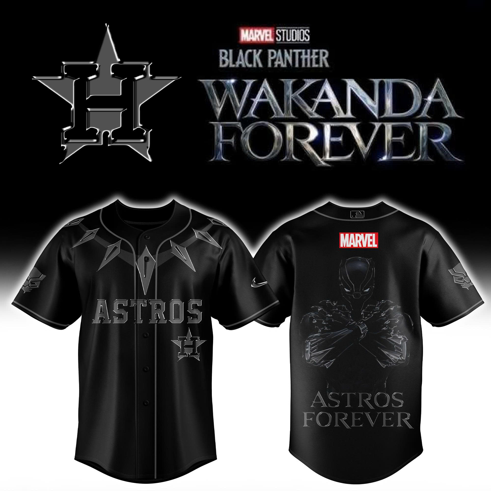 Houston Astros x Black Panther 2025 Baseball Jersey Houston Astros x Black Panther 2025 Baseball Jersey