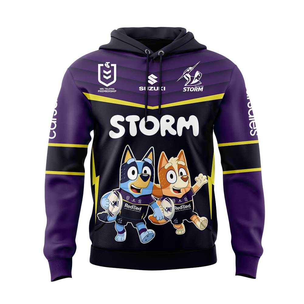 Melbourne Storm NRL x Bluey and Bingo 2025 Hoodie Set Melbourne Storm NRL x Bluey and Bingo 2025 Hoodie Set