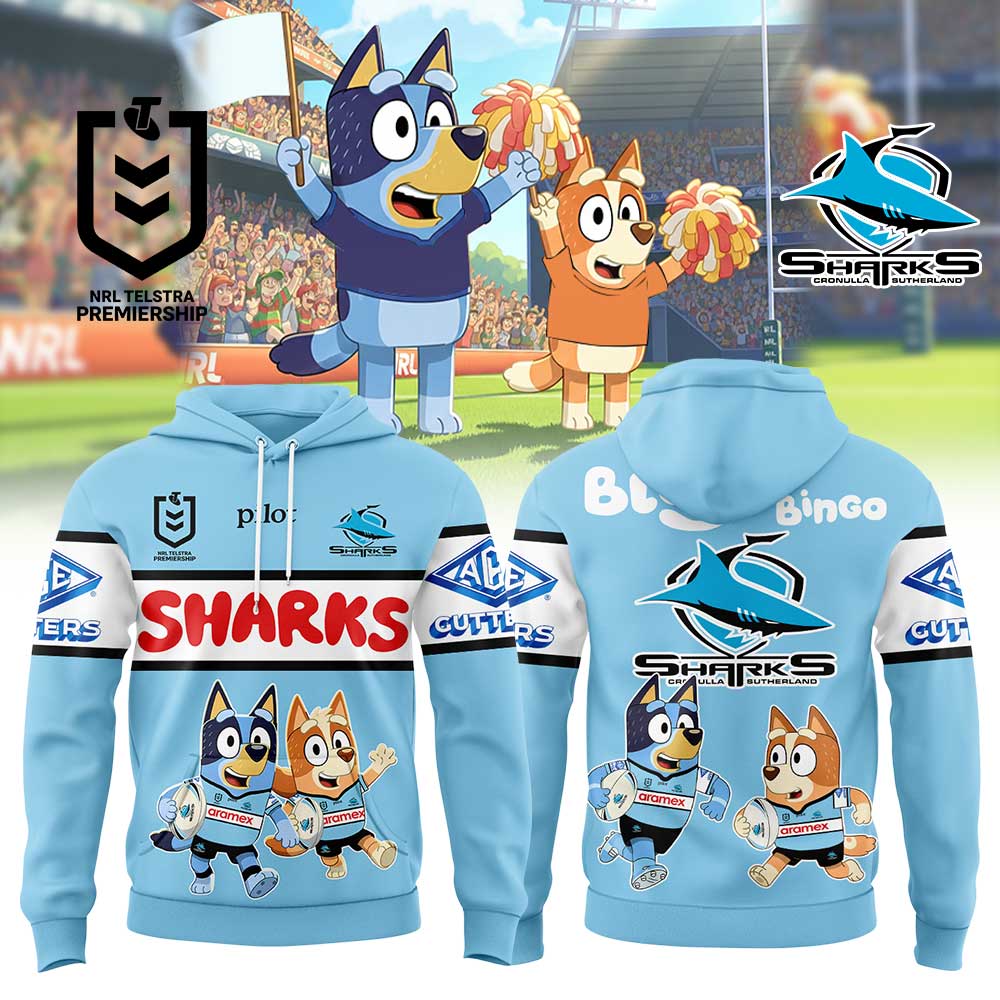 Cronulla-Sutherland Sharks NRL x Bluey and Bingo 2025 Hoodie Set Cronulla-Sutherland Sharks NRL x Bluey and Bingo 2025 Hoodie Set