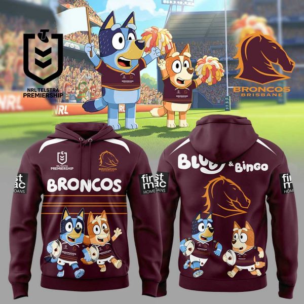 Brisbane Broncos NRL x Bluey and Bingo 2025 Hoodie Set