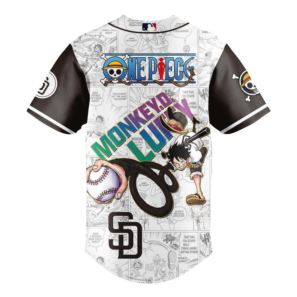 San Diego Padres x One Piece Straw Hat Luffy Special Baseball Jersey San Diego Padres x One Piece Straw Hat Luffy Special Baseball Jersey
