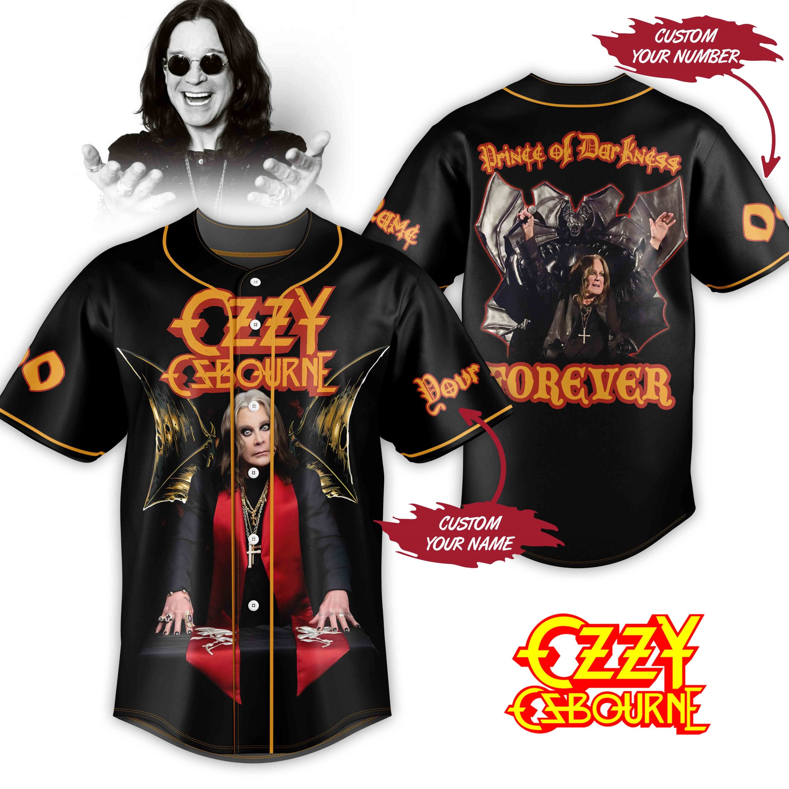 Ozzy Osbourne The Prince Of Darkness Forever Limited Baseball Jersey Ozzy Osbourne The Prince Of Darkness Forever Limited Baseball Jersey