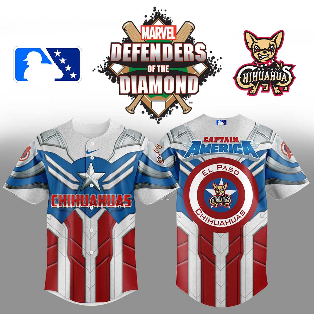EI.Chihuahuas x Captain America Baseball Jersey Limited Edition 2025 EI.Chihuahuas x Captain America Baseball Jersey Limited Edition 2025