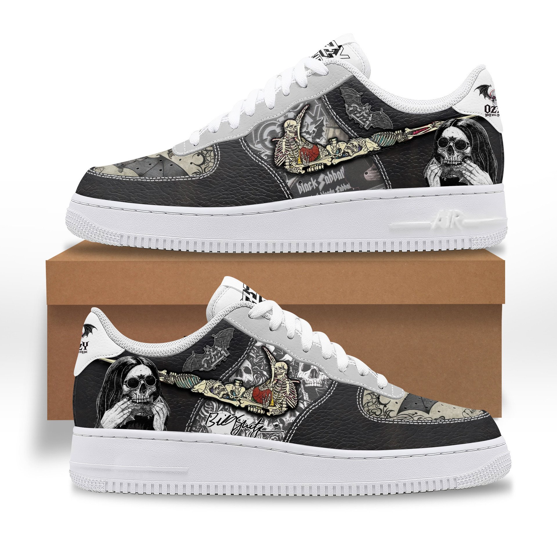 Ozzy Osbourne "Bill Ward" Special Black Air Force 1 Sneakers Ozzy Osbourne "Bill Ward" Special Black Air Force 1 Sneakers