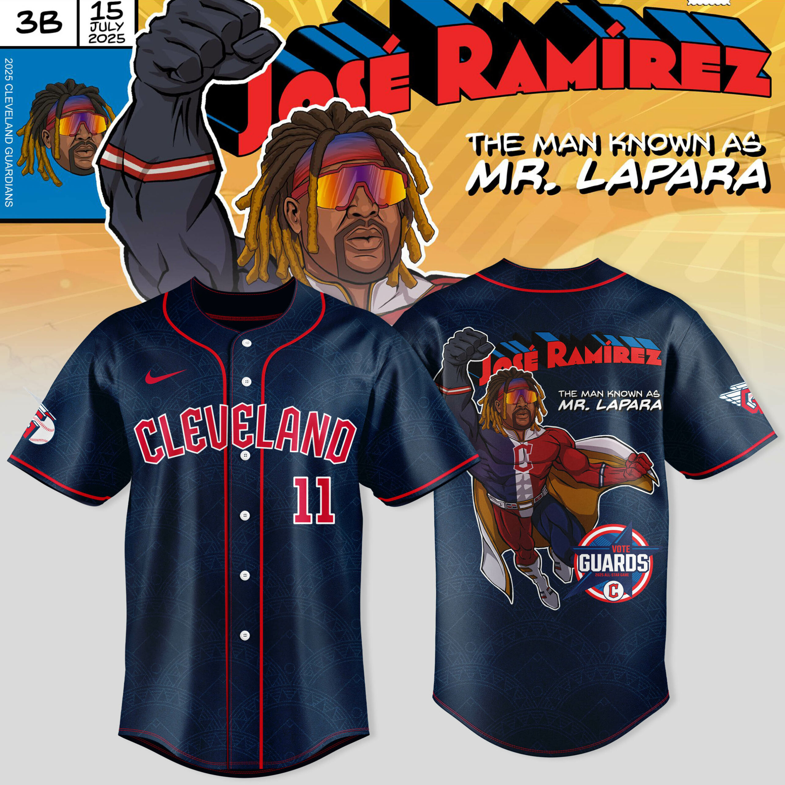 Cleveland Guardians x Guardian Power: All-Star Edition "Mr. Lapara" Special Black Baseball Jersey Cleveland Guardians x Guardian Power: All-Star Edition "Mr. Lapara" Special Black Baseball Jersey