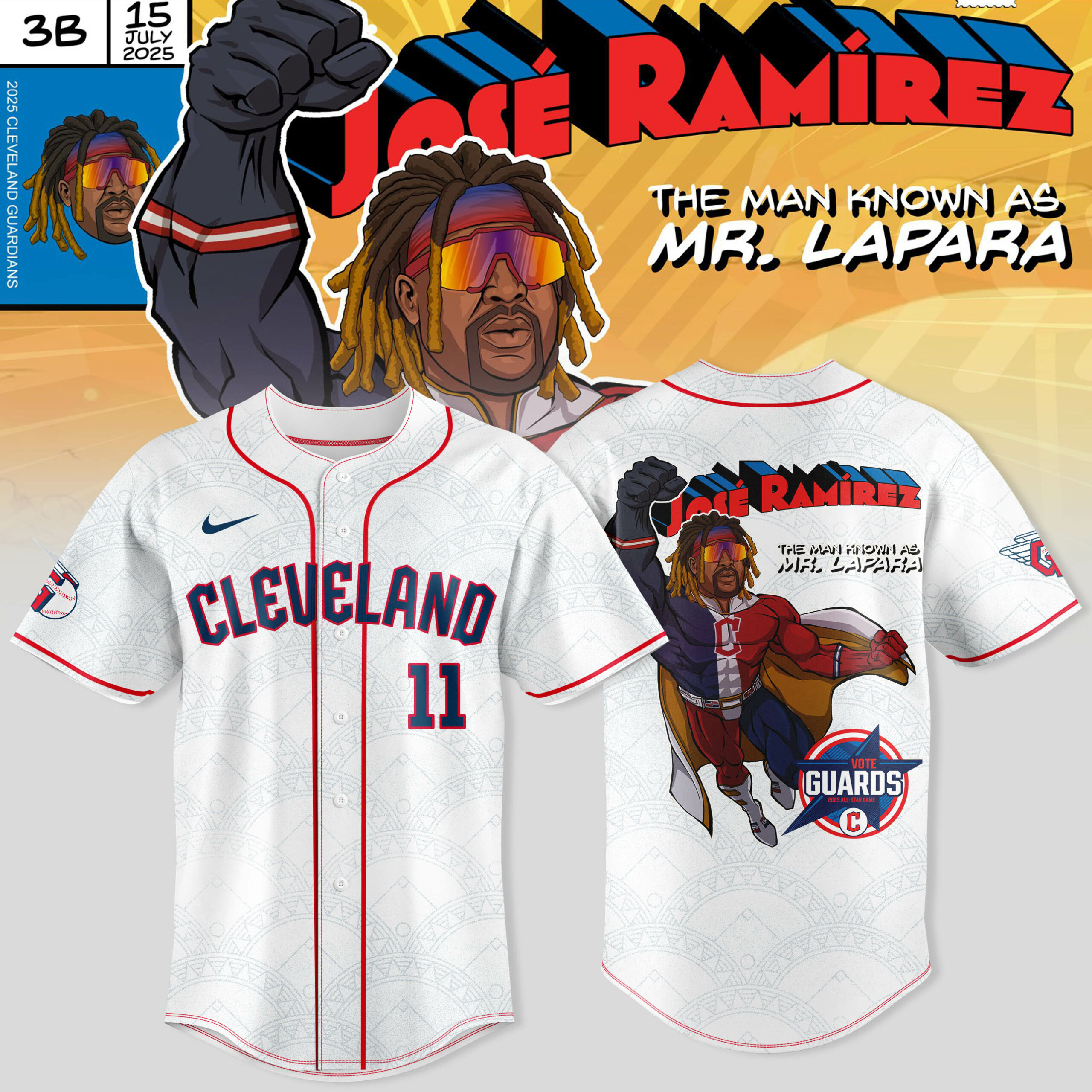 Cleveland Guardians x Guardian Power: All-Star Edition "Mr. Lapara" Special White Baseball Jersey Cleveland Guardians x Guardian Power: All-Star Edition "Mr. Lapara" Special White Baseball Jersey