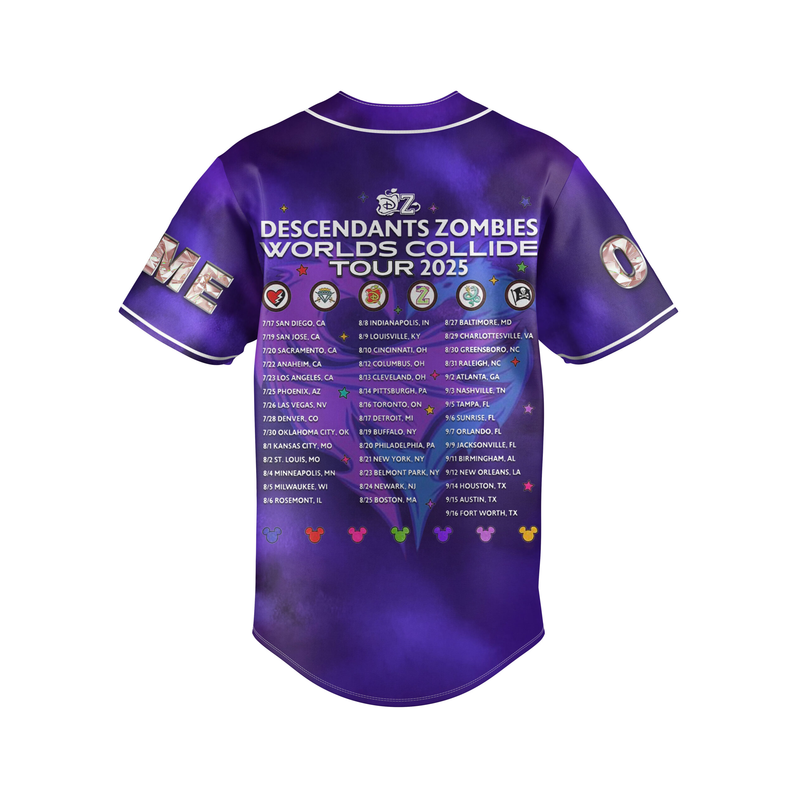 Descendants Zombies World Collide Tour 2025 Custom Baseball Jersey Descendants Zombies World Collide Tour 2025 Custom Baseball Jersey
