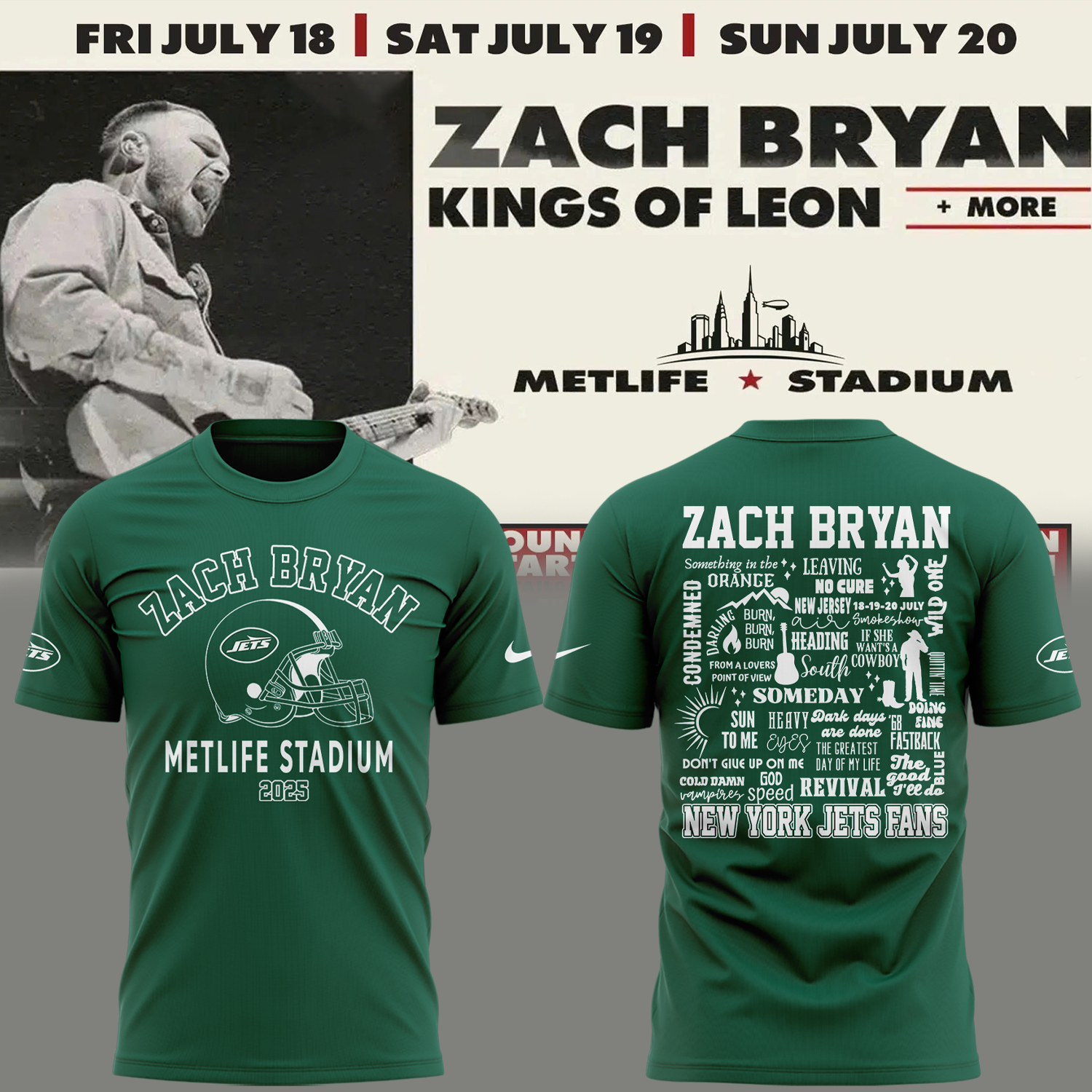 Zach Bryan x New York Jets 2025 T-shirt Zach Bryan x New York Jets 2025 T-shirt