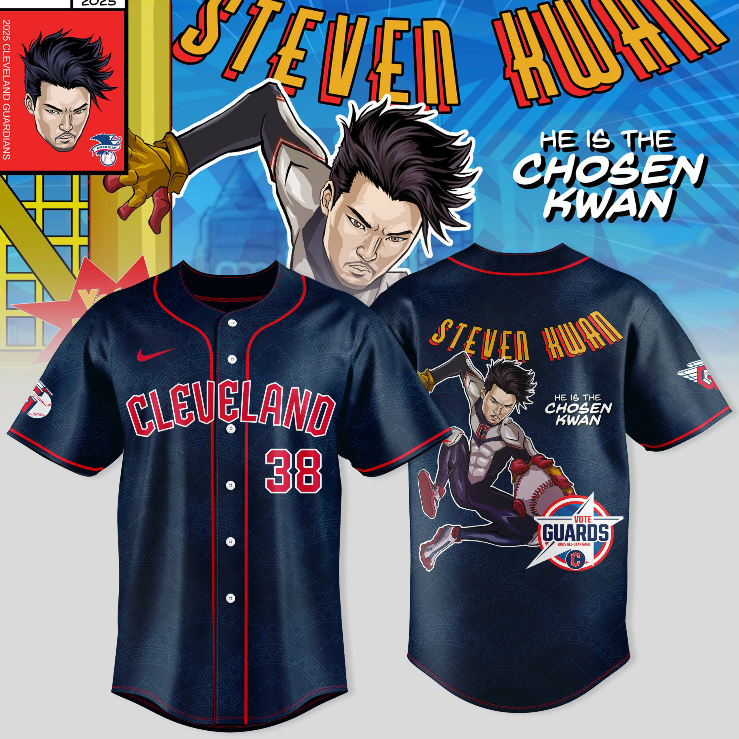 Cleveland Guardians x Guardian Power: All-Star Edition "Steven Kwan" Special Black Baseball Jersey Cleveland Guardians x Guardian Power: All-Star Edition "Steven Kwan" Special Black Baseball Jersey