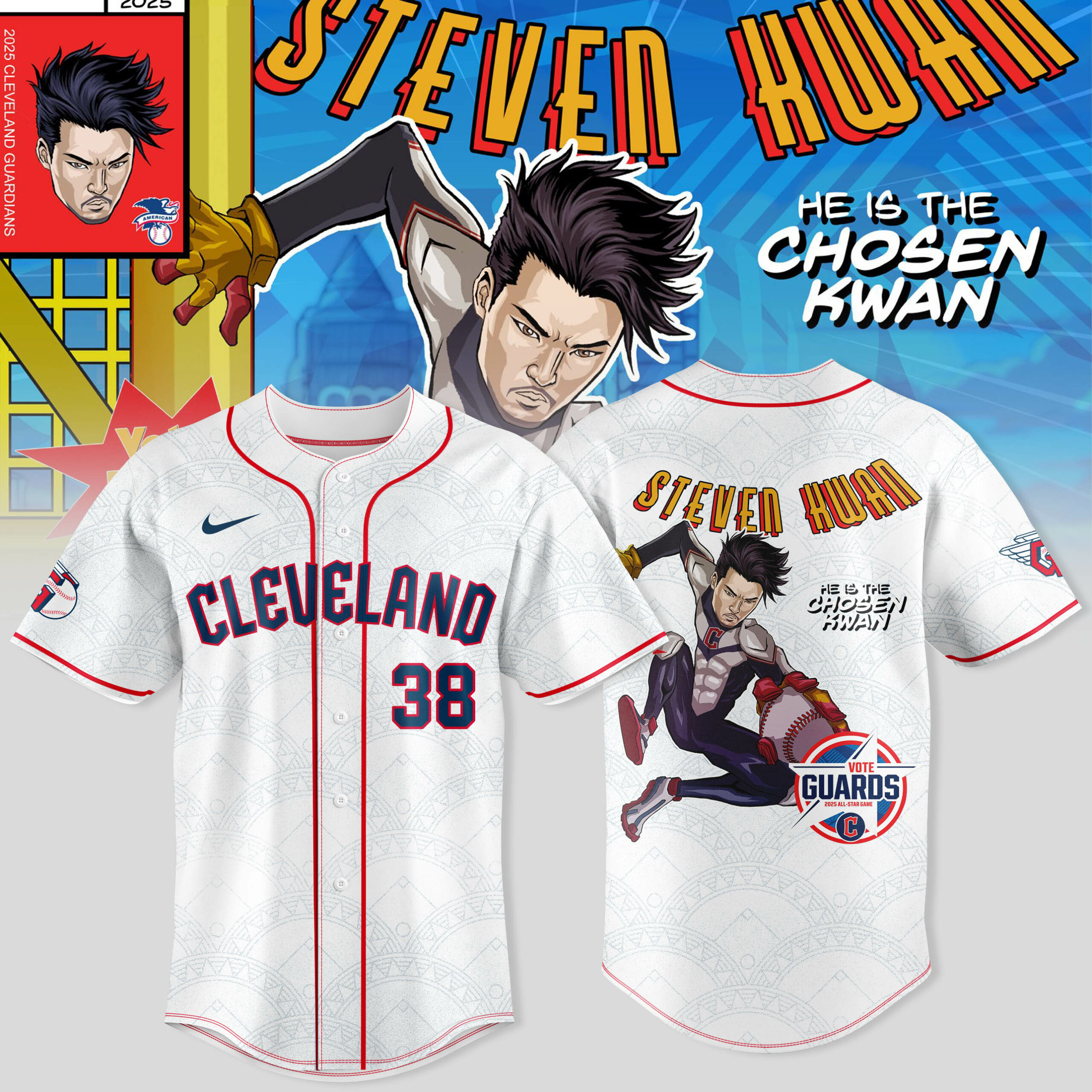 Cleveland Guardians x Guardian Power: All-Star Edition "Steven Kwan" Special White Baseball Jersey Cleveland Guardians x Guardian Power: All-Star Edition "Steven Kwan" Special White Baseball Jersey