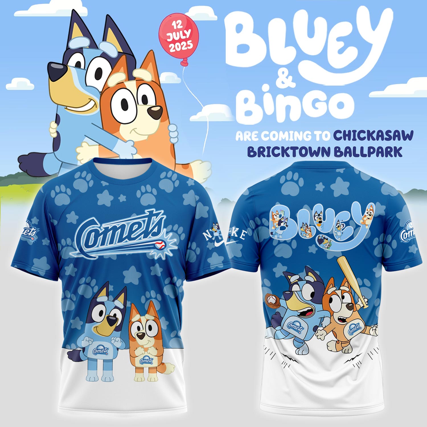 Oklahoma City Comets Bluey and Bingo 2025 New Tshirt Oklahoma City Comets Bluey and Bingo 2025 New Tshirt